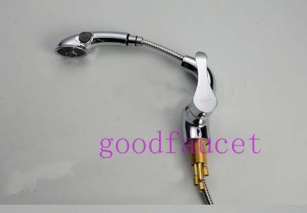 Brand new luxury bathroom single handle pull out basin faucet brass sink mixer tap chrome finish dural sprayer