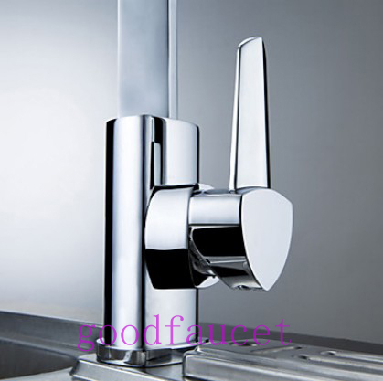 Euro Style Single Lever Faucet Swivel Spout Kitchen Sink Faucet Vessel Mixer Tap Chrome Square Style