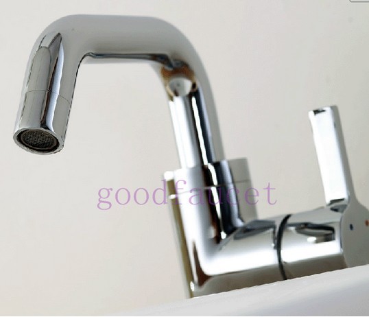 NEW Wholesale / retail Promotion Classic Solid One Handle Brass Bathroom Basin Faucet Chrome Finished Mixer Tap