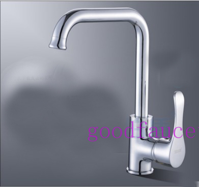 NEW contemporary chrome finish kitchen mixer single handle brass vessel sink faucet tap swivel spout round style