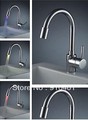 New Contemporary 100% Solid Brass Basin Faucet Bathroom Mixer With Color Changing LED (Chrome)