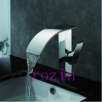 New High Quality Solid Brass Waterfall Bathroom Faucet Single Handle Hole Sink Mixer Tap Chrome Finish