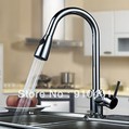 Pull out kitchen faucet polished thicken chrome swivel kitchen sink Mixer tap luxury spray deck mounted