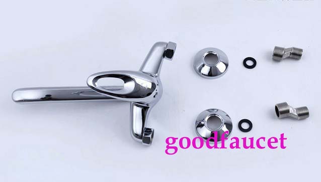 Wholesale And Retail NEW Wall Mounted Single Handle Kitchen Mixer Tap Brass Vessel Sink Faucet Tap Chrome Finish