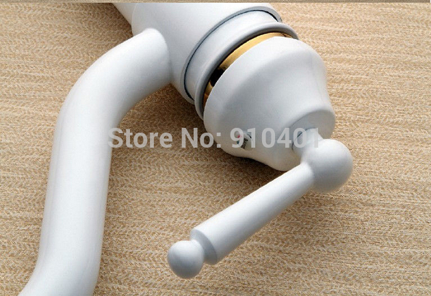 Wholesale And Retail Promotion Bathroom Basin Faucet White Painting Swivel Spout Vanity Sink Mixer Tap 1 Handle
