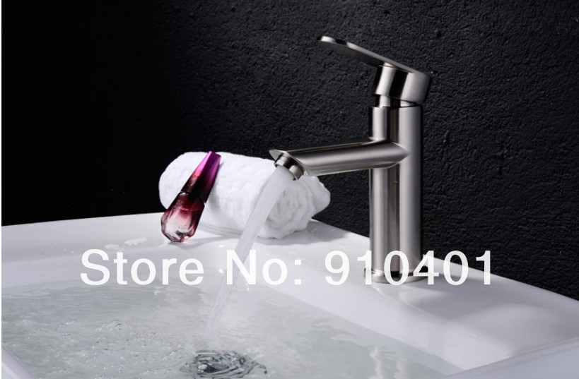 Wholesale And Retail Promotion Brushed Nickel Bathroom Basin Faucet Deck Mounted Sink Mixer Tap Single Handle