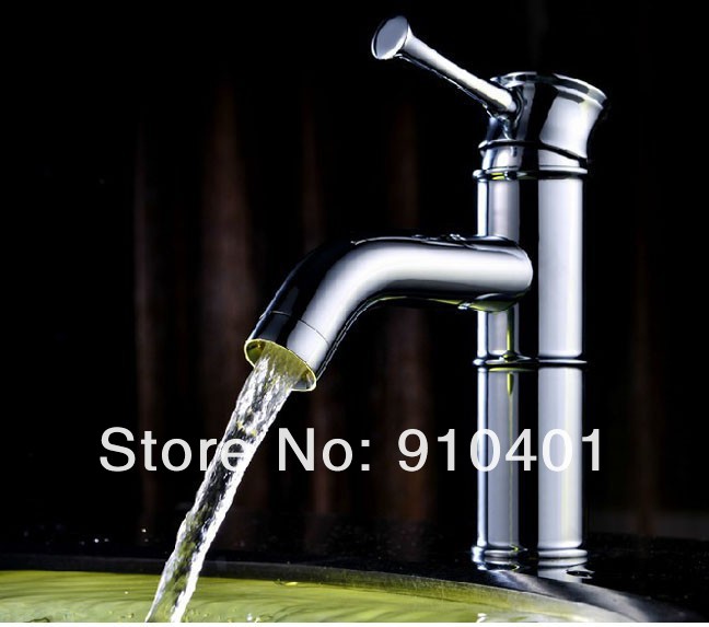 Wholesale And Retail Promotion Chrome Brass Deck Mounted Bamboo Bathroom Faucet Single Handle Sink Mixer Tap
