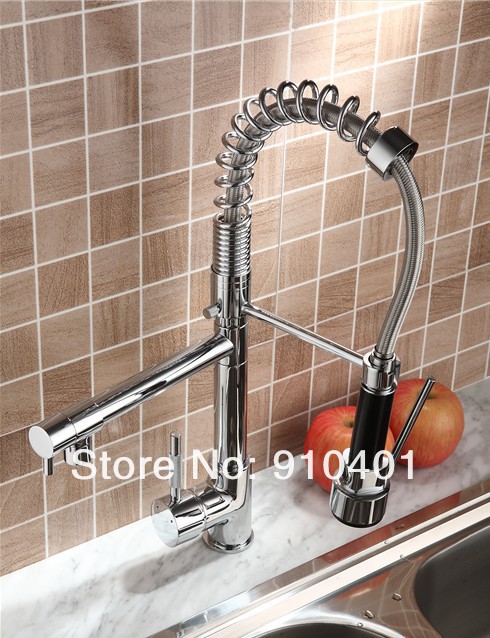 Wholesale And Retail Promotion Chrome Brass Kitchen Bar Sink Faucet Single Handle Dual Swivel Spout Vessel Mixer