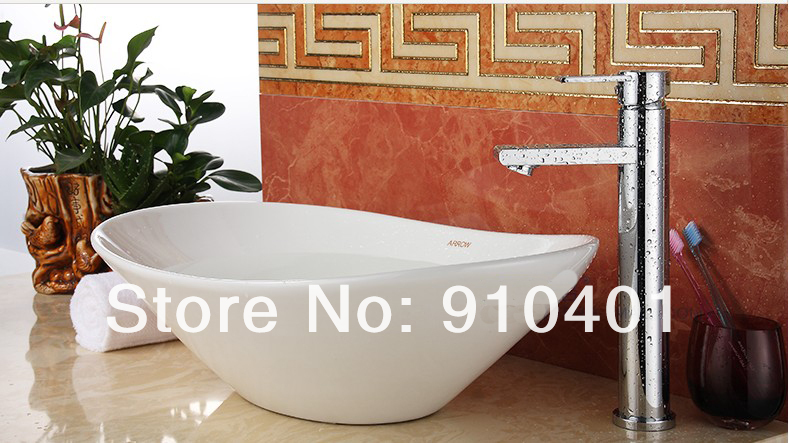 Wholesale And Retail Promotion  Chrome Brass Round Style Bathroom Basin Faucet Single Handle Sink Mixer Tap Tall