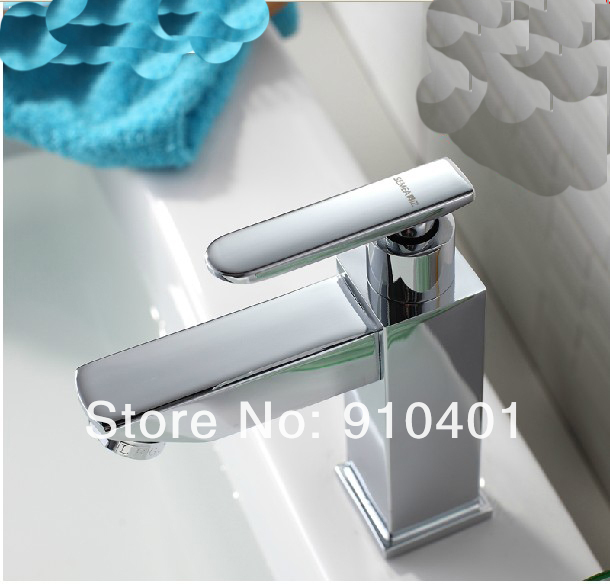 Wholesale And Retail Promotion Chrome Brass Square Style Bathroom Basin Faucet Vanity Sink Tap For Cold Water