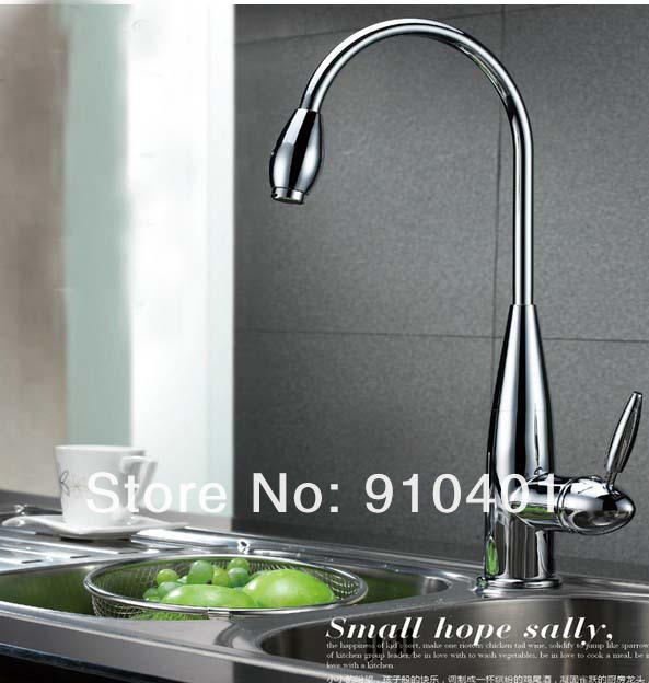 Wholesale And Retail Promotion Chrome Brass Swivel Spout Deck Mounted Kitchen Faucet Single Lever Sink Mixer