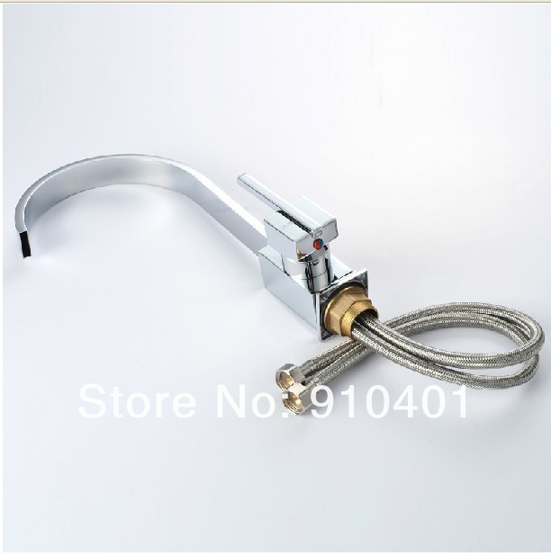 Wholesale And Retail Promotion  Chrome Brass Swivel Spout Waterfall Bathroom Basin Faucet Single Handle Mixer
