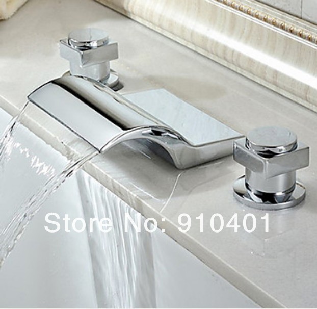 Wholesale And Retail Promotion Chrome Brass Wall Mounted Bathroom Waterfall Basin Faucet Vanity Sink Mixer Tap