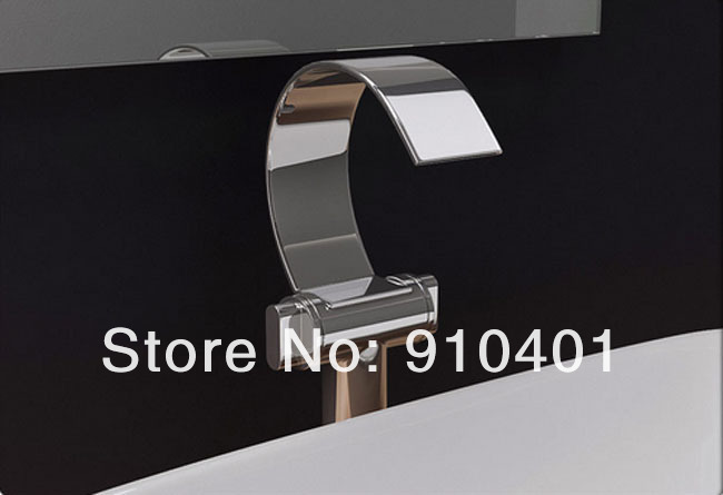 Wholesale And Retail Promotion Chrome Brass Waterfall Bathroom Basin Faucet Double Handles Sink Mixer Tap Tall