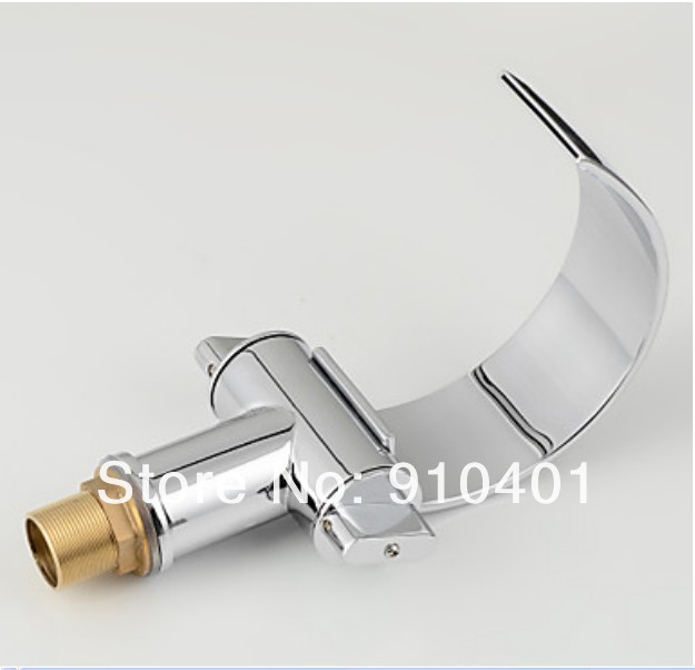 Wholesale And Retail Promotion  Chrome Brass Waterfall Bathroom Basin Faucet Dual Handles Vanity Sink Mixer Tap