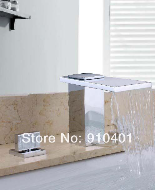 Wholesale And Retail Promotion  Chrome Finish Solid Brass Bathroom Basin Faucet Dual Handle Mixer Deck Mounted