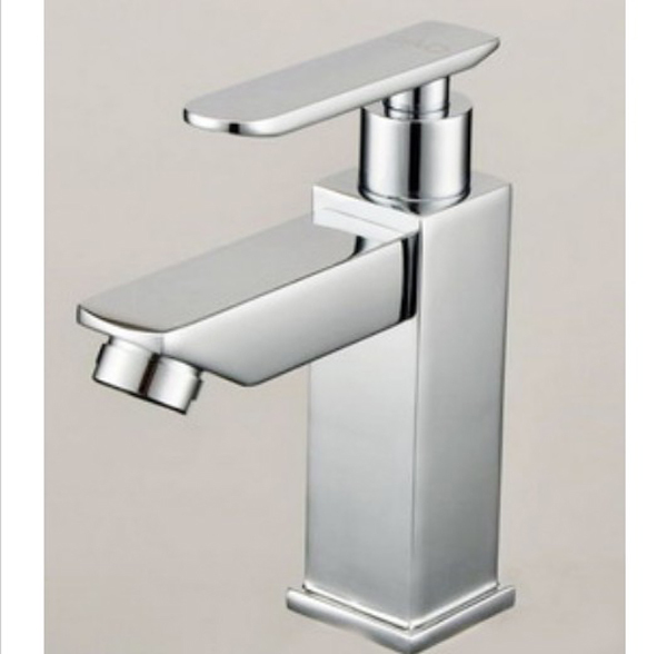 Wholesale And Retail Promotion  Chrome Square Style Bath Basin Sink Faucet Single Handle Vessel Tap Cold Water
