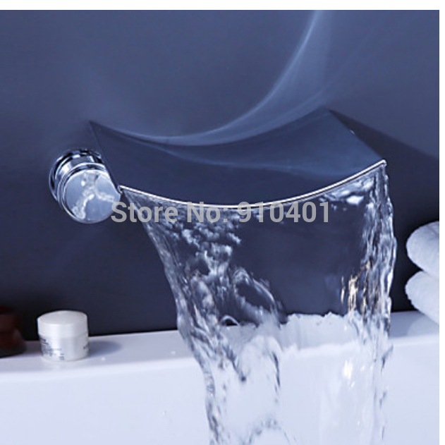 Wholesale And Retail Promotion Chrome Wall Mounted Bathroom Waterfall Basin Faucet Dual Handles Sink Mixer Tap