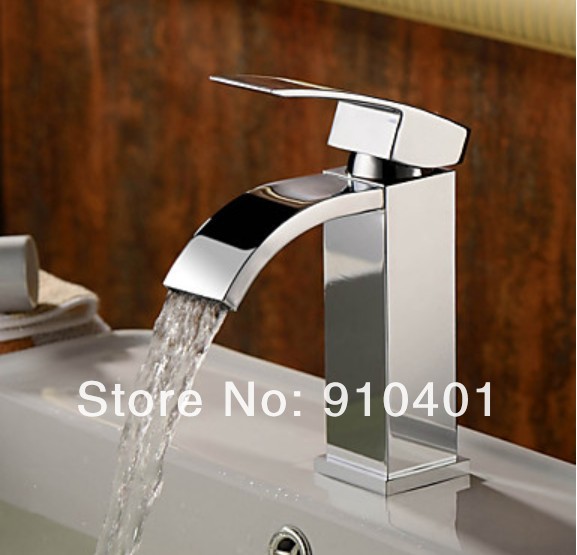 Wholesale And Retail Promotion Deck Mount Chrome Brass Waterfall Bathroom Basin Faucet Single Handle Mixer Tap