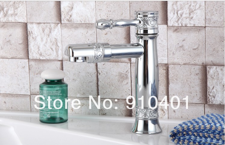 Wholesale And Retail Promotion Deck Mounted Chrome Brass Bathroom Basin Faucet Single Handle For Cold Water Tap