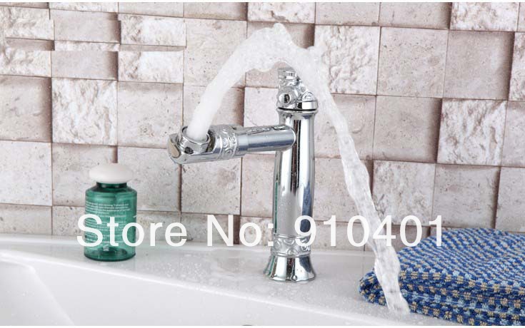 Wholesale And Retail Promotion Deck Mounted Chrome Brass Bathroom Basin Faucet Single Handle For Cold Water Tap
