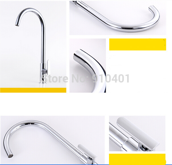 Wholesale And Retail Promotion Deck Mounted Chrome Brass Kitchen Faucet Swivel Spout Single Handle Cold Faucet