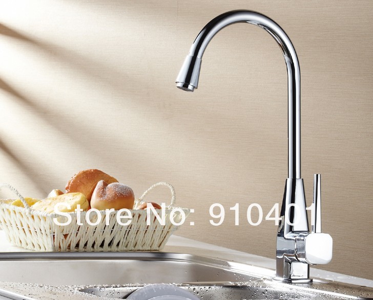 Wholesale And Retail Promotion Deck Mounted Chrome Brass Kitchen Faucet Swivel Spout Sink Mixer Tap 1 Handle