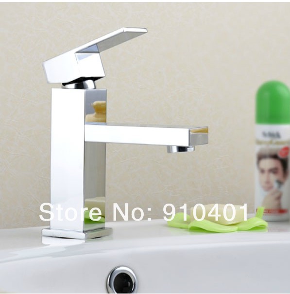 Wholesale And Retail Promotion Deck Mounted Chrome Brass Square Bathroom Basin Faucet Vanity Sink Mixer Tap