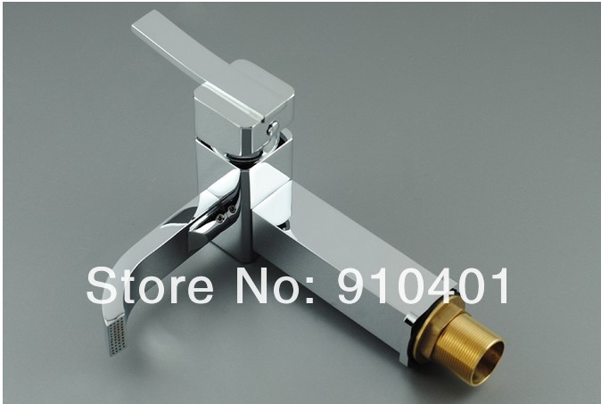 Wholesale And Retail Promotion Deck Mounted Chrome Brass Waterfall Bathroom Basin Faucet Single Handle Mixer