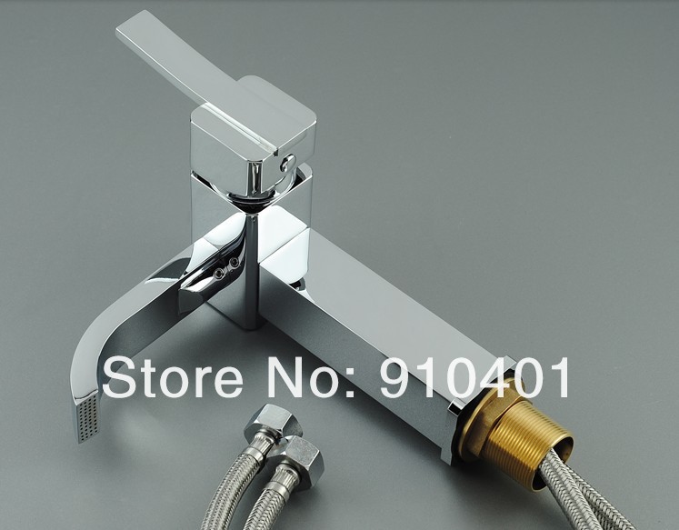 Wholesale And Retail Promotion Deck Mounted Chrome Brass Waterfall Bathroom Basin Faucet Single Handle Mixer