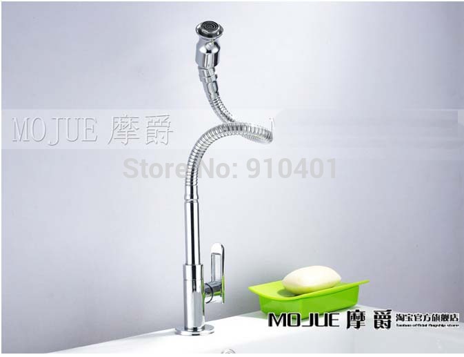 Wholesale And Retail Promotion Deck Mounted Chrome Finish Kitchen Faucet Single Handle Sink Tap For Cold Water