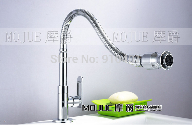 Wholesale And Retail Promotion Deck Mounted Chrome Finish Kitchen Faucet Single Handle Sink Tap For Cold Water