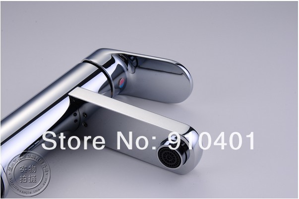 Wholesale And Retail Promotion Deck Mounted Chrome Finish Solid Brass Bathroom Basin Faucet Single Handle Mixer