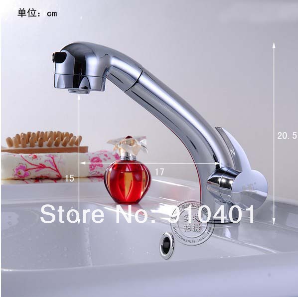 Wholesale And Retail Promotion  Deck Mounted Pull Out Bathroom Basin Faucet Dual Sprayer Spout Sink Mixer Tap