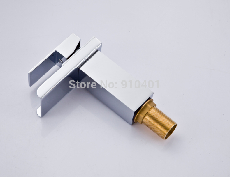 Wholesale And Retail Promotion Deck Mounted Square Waterfall Bathroom Basin Faucet Single Handle Sink Mixer Tap