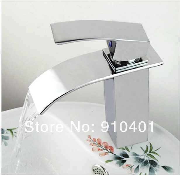 Wholesale And Retail Promotion Deck Mounted Waterfall Chrome Brass Bathroom Basin Faucet Single Handle Mixer
