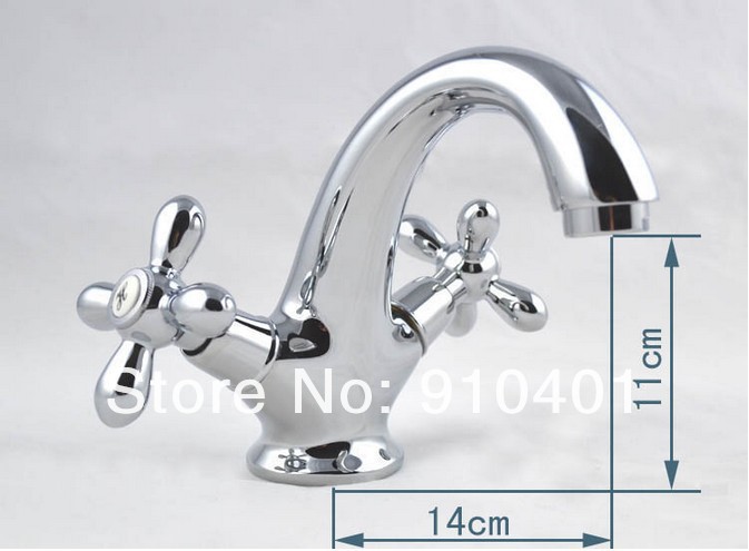Wholesale And Retail Promotion Euro Style Chrome Brass Bathroom Basin Faucet Vessel Sink Mixer Tap Dual Handles