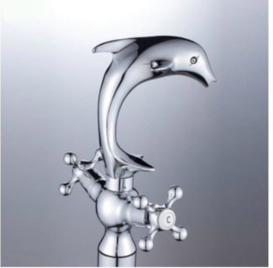 Wholesale And Retail Promotion Lovely Dolphin Chrome Brass Basin Faucet Hot&Cold Taps Sink mixer single handle