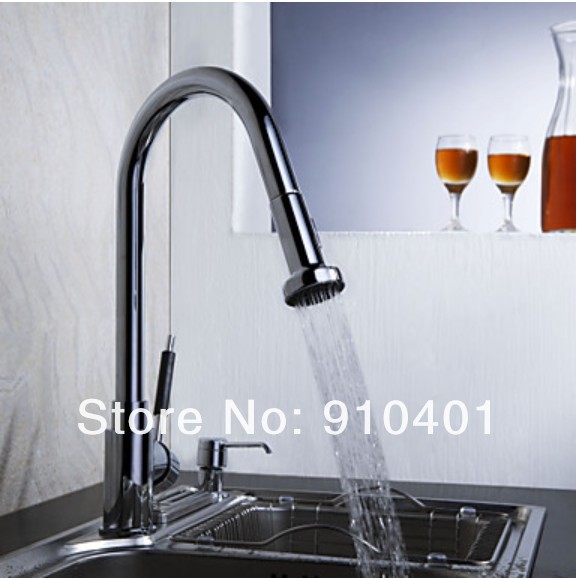 Wholesale And Retail Promotion Luxury Chrome Brass Kitchen Bar Sink Faucet Swivel Spout Pull Out Sink Mixer Tap