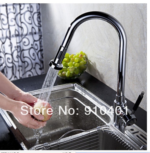 Wholesale And Retail Promotion Luxury Chrome Brass Kitchen Bar Sink Faucet Swivel Spout Pull Out Sink Mixer Tap