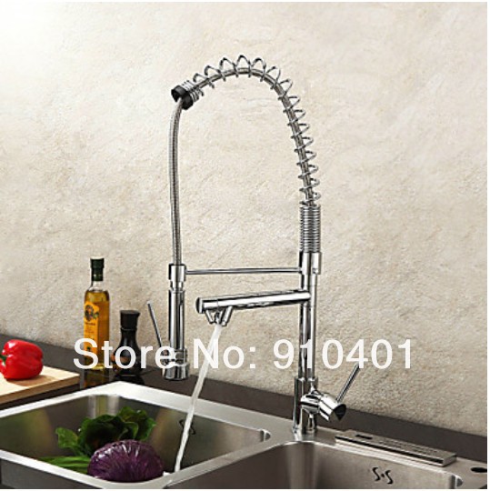 Wholesale And Retail Promotion Luxury Chrome Brass Kitchen Bar Vessel Sink Mixer Tap Swivel Spout Dual Sprayer