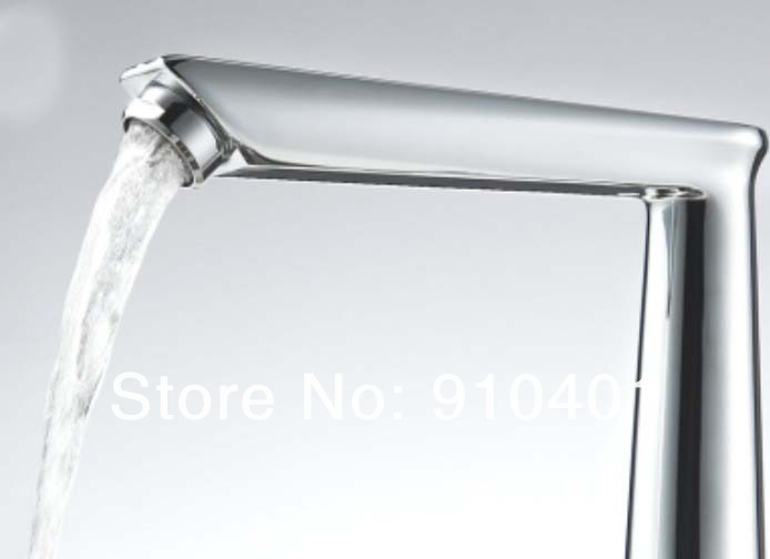 Wholesale And Retail Promotion  Luxury Deck Mounted Chrome Brass Kitchen Faucet Single Handle Swivel Spout Mixer