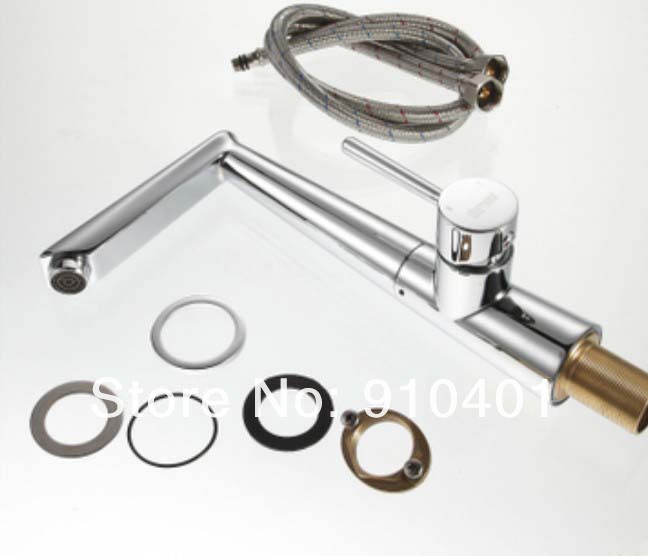Wholesale And Retail Promotion  Luxury Deck Mounted Chrome Brass Kitchen Faucet Single Handle Swivel Spout Mixer