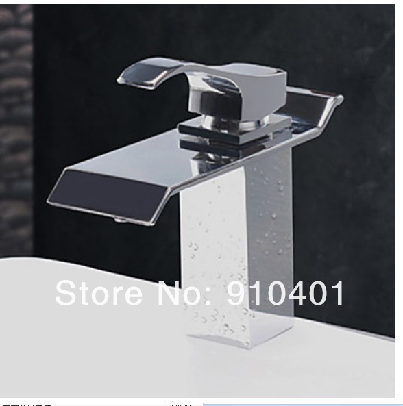 Wholesale And Retail Promotion Modern Chrome Brass Square Waterfall Bathroom Basin Faucet Single Lever Mixer