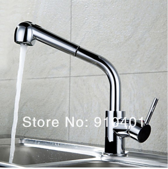 Wholesale And Retail Promotion  Modern Chrome Finish Kitchen Faucet Pull Out Sprayer Swivle Spout Sink Mixer Tap