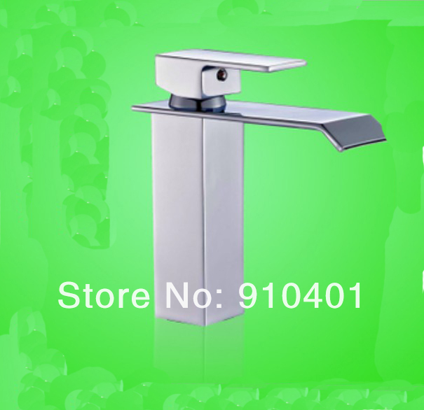 Wholesale And Retail Promotion NEW Chrome Bathroom Basin Faucet Waterfall Spout Vanity Sink Mixer Tap 1 Handle