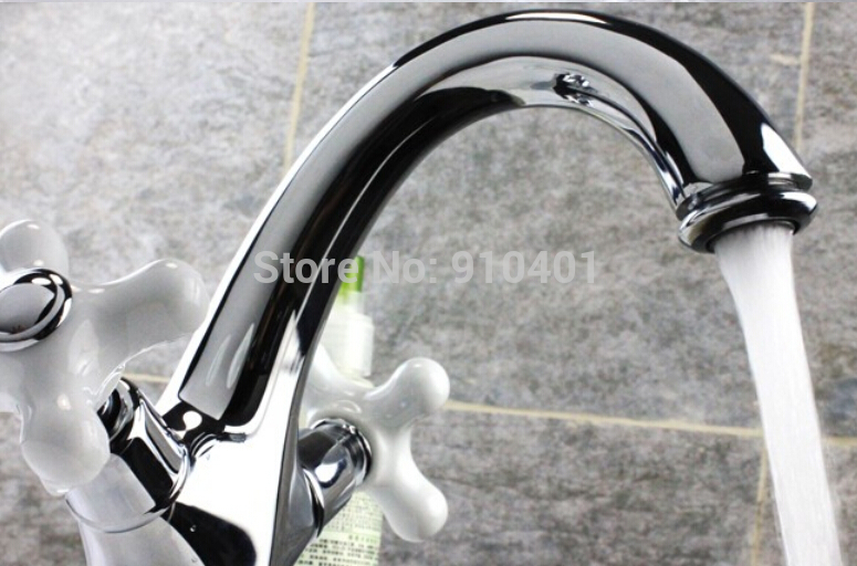 Wholesale And Retail Promotion NEW Chrome Brass Bathroom Deck Mounted Sink Mixer Tap Dual Handle Undercounter
