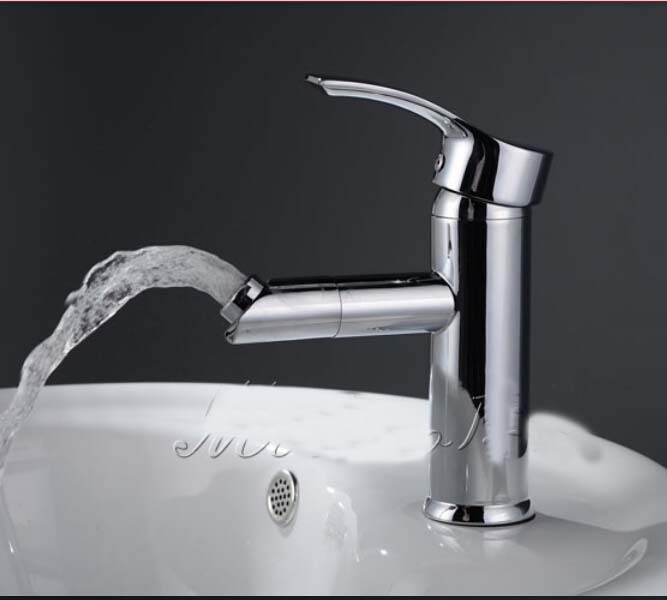 Wholesale And Retail Promotion NEW Chrome Brass Deck Mounted Bathroom Basin Faucet Single Handle Sink Mixer Tap