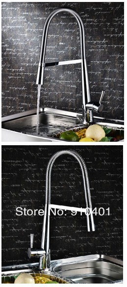 Wholesale And Retail Promotion  NEW Chrome Brass Deck Mounted Kitchen Faucet Swivel Spout Vessel Sink Mixer Tap