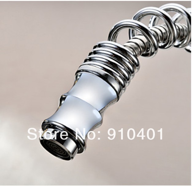 Wholesale And Retail Promotion NEW Chrome Brass Spring Kitchen Faucet Swivel Spout Pull Out Sprayer Mixer Tap